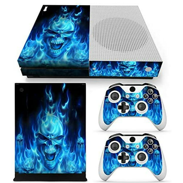 Skin Sticker Vinyl Decal Protective Cover for Xbox One X Console and 2 Controllers Red Skull Design